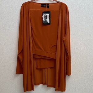 NWT Attitudes by Renee Rust Cardigan & Pants Set 3XP Petite Plus